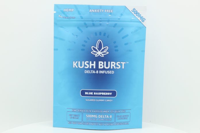 Kush Burst Delta 8 CBD Gummies Blue Raspberry 500mg 10ct