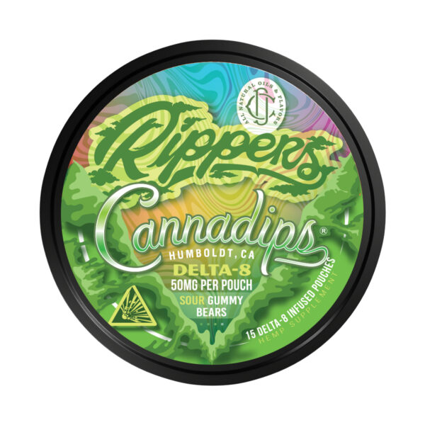 Cannadips Rippers Delta 8 Pouches Sour Gummy Bear 750mg 15ct