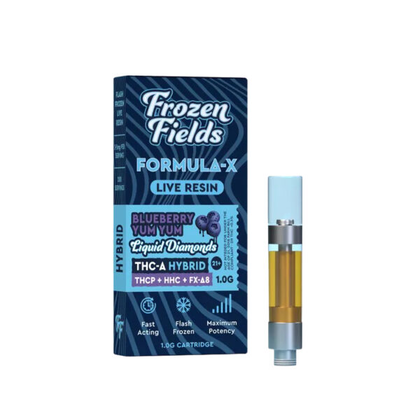 Frozen Fields Formula-X Live Resin THCA Liquid Diamonds Cartridge Blueberry Yum Yum 1g